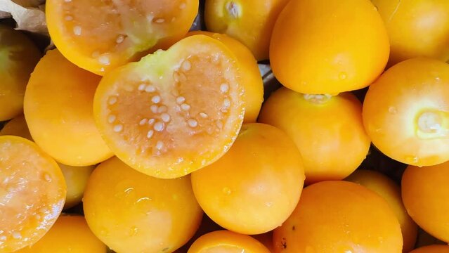 4K close up Cape Gooseberry top view