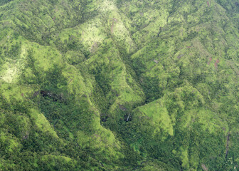 Abstract aerial view from a tourist plane of a Mount Waialeale, Island of Kauai, Hawaii