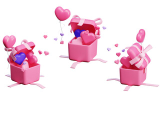 surprise gift 3D illustration of love and romance