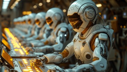 Fototapeta premium Robots Efficiently Working on Factory Production Line