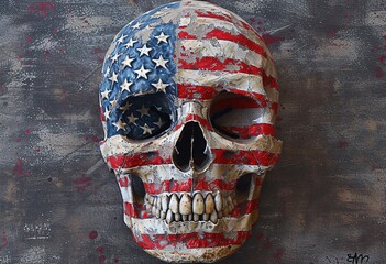 Skull with American Flag Design A Patriotic Tribute to the Month of July Generative AI - obrazy, fototapety, plakaty