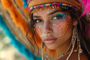 Festive Face Paint A Colorful Celebration of the Monthly Full Moon Generative AI