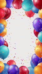 A Bunch Of Colorful Balloons Are Floating In The Air On A White Background