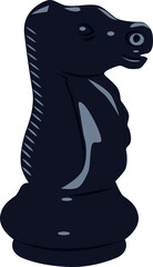 Chess piece black knight. Vector illustration isolated on white background.