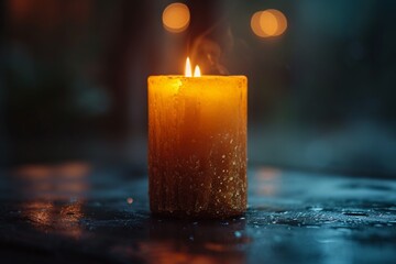 Glowing Candle in the Dark A Celebration of Self-Care and Mindfulness Generative AI - obrazy, fototapety, plakaty
