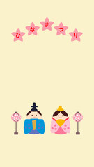 ひなまつりのイラスト素材　お内裏様とお雛様　9:16