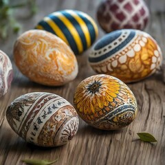 Colorful Easter baskets filled with Easter eggs