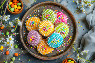 Handmade colorful easter cookies