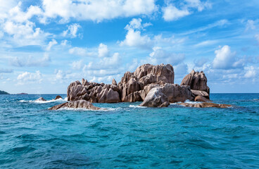 Granite rocks near Island St. Pierre, Indian Ocean, Republic of Seychelles, Africa.