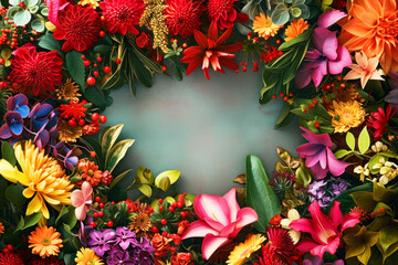Obraz na płótnie Canvas Bright floral frame. Copy space for text
