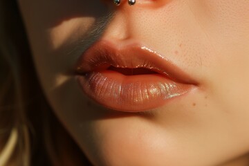 sharp image of a monroe piercing above the lip