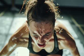 dancer with facial sweat during intense rehearsal