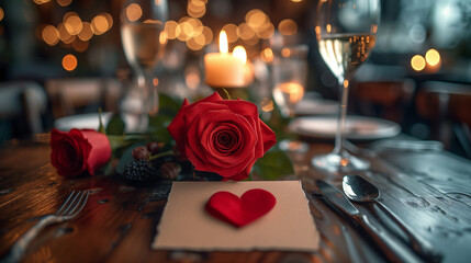 Toast to Love: Champagne and Roses in Candlelight ,generated by IA 