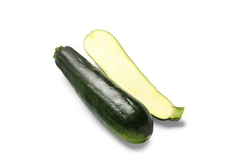 Fresh green zucchini on white background