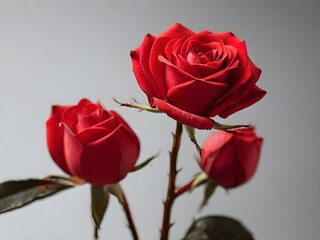 Three red roses with grey background. Made by AI