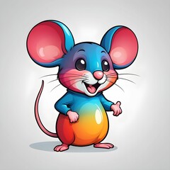 simple bright colorful cartoon mouse, icon, logo