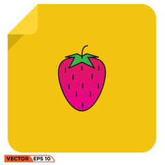 Strawberry flat icon design vector graphic of template, sign and symbol 