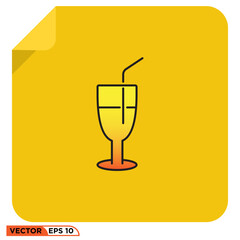 Drinking glass juice flat icon design vector graphic of template, sign and symbol