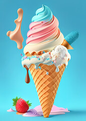 variety of Ice cream in a cup, an essential summer treat, Ai-generated - 729870559