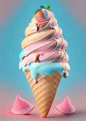 variety of Ice cream in a cup, an essential summer treat, Ai-generated - 729870565