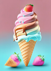 variety of Ice cream in a cup, an essential summer treat, Ai-generated - 729870583