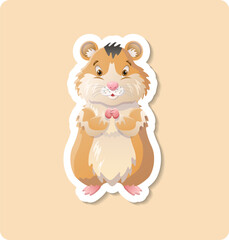 Hamster sticker illustration. Animal, ears, small, fluffy. Editable vector graphic design.