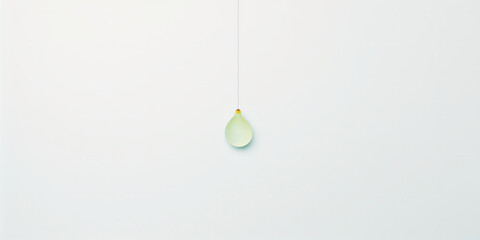 Single Helium Balloon Floating on a String Against a White Background