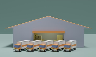 運送倉庫とトラック