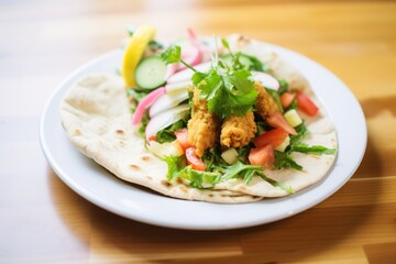 pita filled with falafel and salad