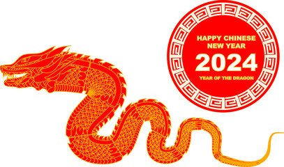 vector chinese happy new year 2024 year of dragon