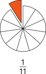 Fractions Pie Geometry Maths Mathematical Education Diagram. Circles divided in segments from 1 to 12 isolated vector illustration