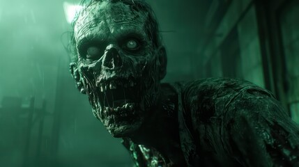 Scary zombie in the dark. Horror concept. 3D Rendering