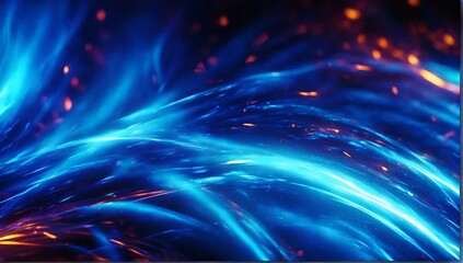 abstract background of blue fire waves with smooth lines