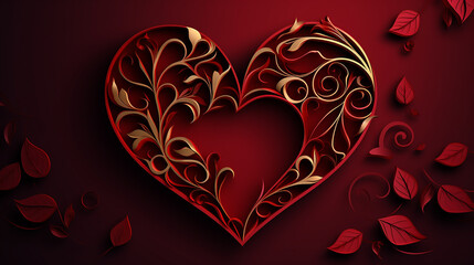 luxury abstract background with heart shape. valentine background elegant red background with heart