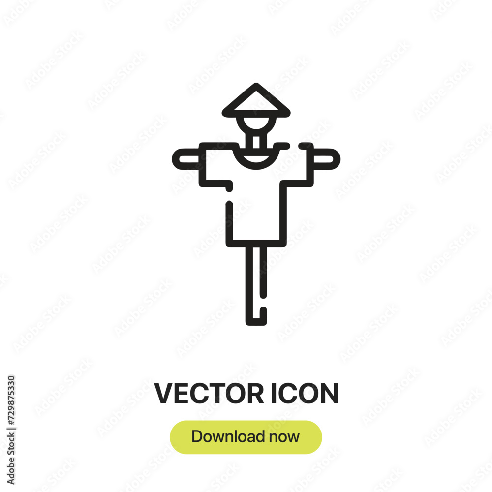 Leinwandbilder scarecrow icon vector. linear-style sign for mobile concept and web design. scarecrow symbol illustr