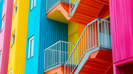 rainbow house with a colored facade. background. colorful background. Vibrant color. background suitable for your banner, poster, flyer and more design colorful background.