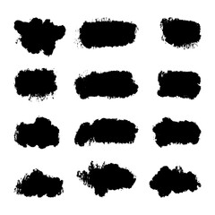 Black Distress Brushes. Grunge Texture. Splash Banner. vector illustration.