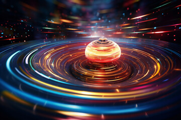Fototapeta na wymiar Graphic resources. Abstract colorful spinning surface in motion blur background with copy space