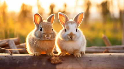 Closeup of cute rabbits