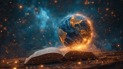 Glowing Book A Celestial Journey Through the Cosmos Generative AI