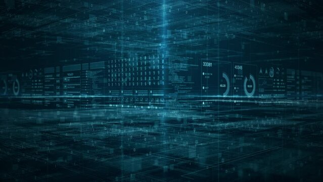 Futuristic Digital Data Interface with Dynamic Numbers and Analytics