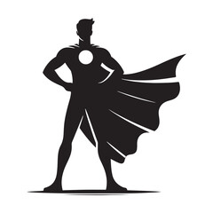 Superhero silhouette. powerful superhero in pose. Superhero silhouette art vector 