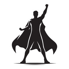 Superhero silhouette. powerful superhero in pose. Superhero silhouette art vector  © Wolfe 
