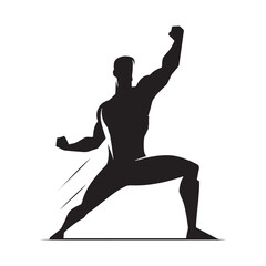 Superhero silhouette. powerful superhero in pose. Superhero silhouette art vector 