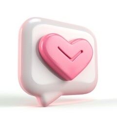 3d glossy icon for message with pink heart