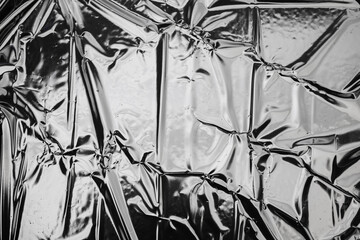 Crumpled Black Plastic Film Background