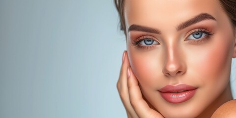 Fototapeta premium Beautiful woman face closeup portrait