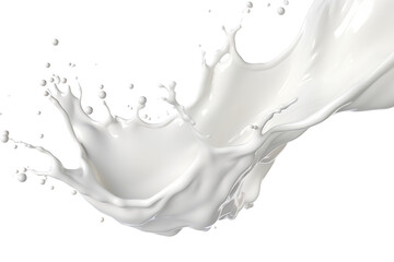 Fresh milk pouring making a crown splash in a milk pool. Bird eye view, isolated  Milk Pouring and splash form White Bowl, isolated on white background, 3d render transparent background Generative Ai