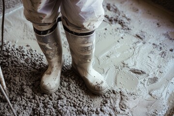 protective gear worn while making concrete - obrazy, fototapety, plakaty
