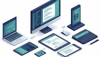Electronic Signature Solutions, Showcase the convenience of electronic signature solutions in document management with an image portraying the signing process on various devices, AI 